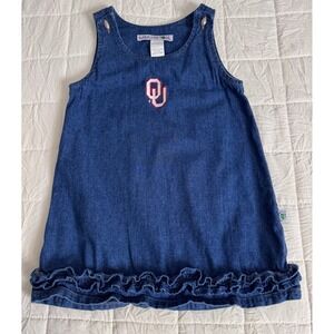 Sara Lynn Togs OU Sooners Denim Dress 4T Ruffle Skirt Football Boomer